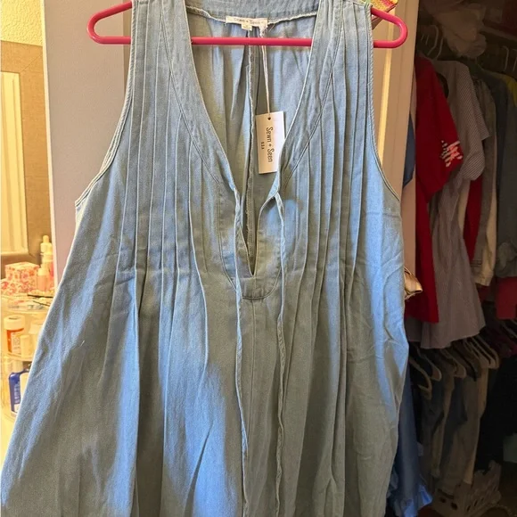 Wide-leg Denim Jumpsuit - Picture 3 of 4